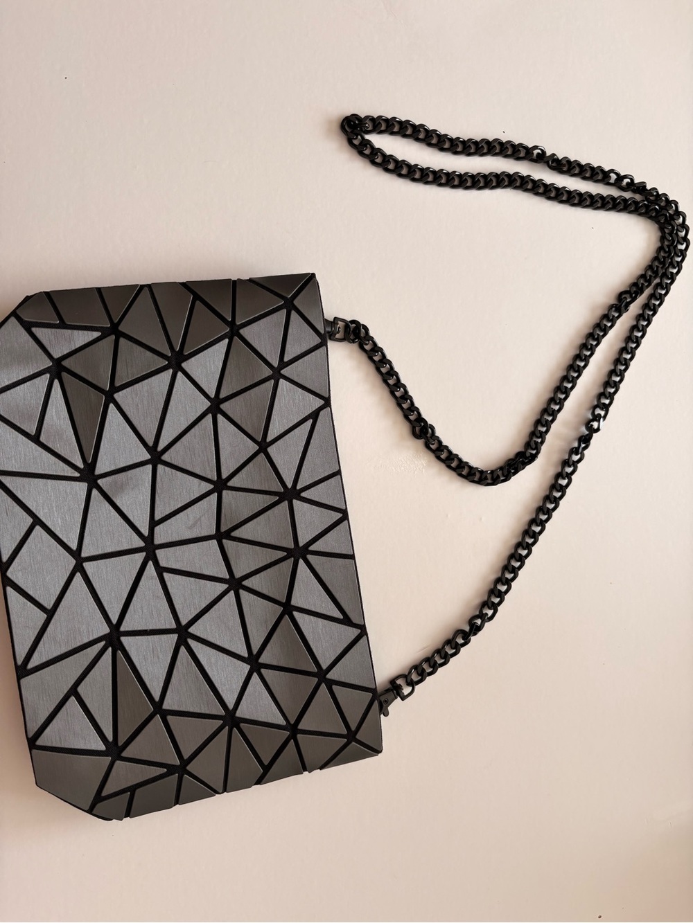 Patrizia Luca Black Geometric Crossbody Bag with Chain Strap